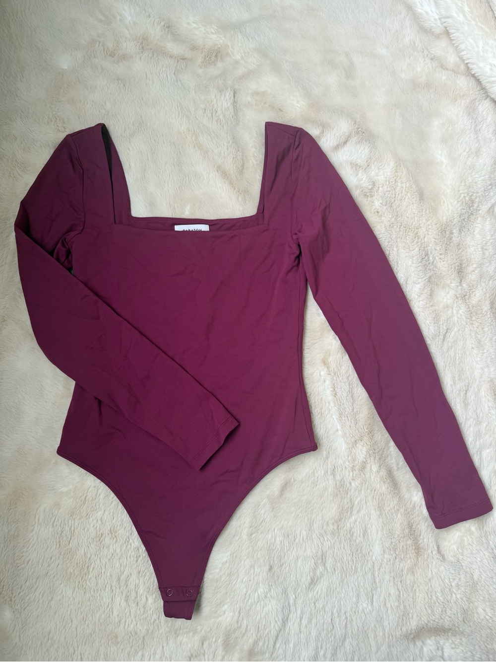 Aritzia Babaton Square Neck Long Sleeve Bodysuit - Berry